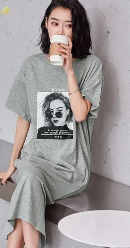 Robe De Nuit Coton Longue Et Décontractée(Robe De Nuit Coton) 1 Robe De Nuit Coton Longue Et Décontractée(Robe De Nuit Coton)