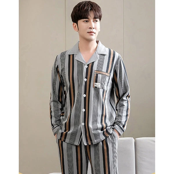 Ensemble Pyjama Homme Manche Longue à Rayures(Ensemble Pyjama Homme Manche Longue) 2 Ensemble Pyjama Homme Manche Longue à Rayures(Ensemble Pyjama Homme Manche Longue) – Image 2