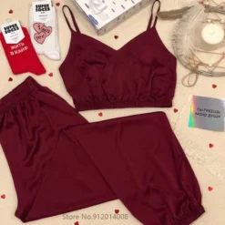 Pyjama Ensemble Satin Femme Crop Et Pantalon(Pyjama Ensemble Satin Femme) 27 Pyjama Ensemble Satin Femme Crop Et Pantalon(Pyjama Ensemble Satin Femme) -Boutique De Pyjamas H0646aaeb03294a0aaf3a27669ccac658t