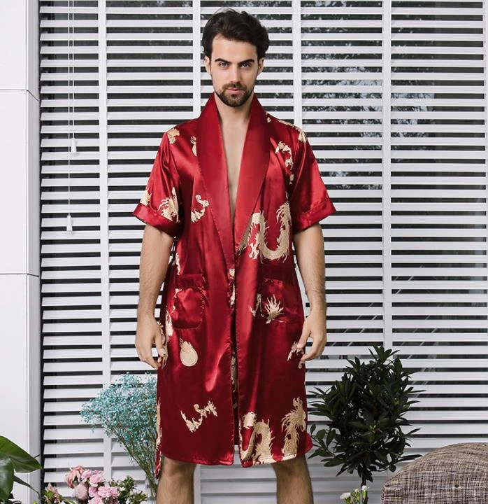 Pyjama Kimono Homme Imprimé Dragons à Manches Courtes(Pyjama Kimono Homme) 1 Pyjama Kimono Homme Imprimé Dragons à Manches Courtes(Pyjama Kimono Homme)