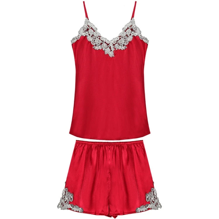 Pyjama 2 Pièces Femme Satin Avec Fleurs En Dentelles(Pyjama 2 Pieces Femme Satin) 7 Pyjama 2 Pièces Femme Satin Avec Fleurs En Dentelles(Pyjama 2 Pieces Femme Satin) – Image 7