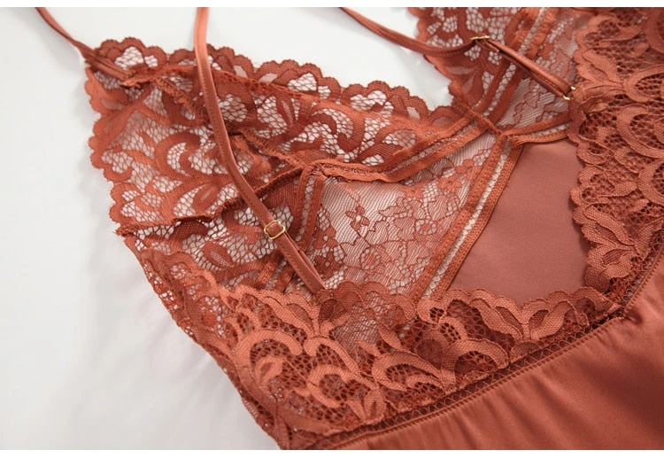 Robe Nuisette Satin Décolletée En Dentelles(Robe Nuisette Satin) 13 Robe Nuisette Satin Décolletée En Dentelles(Robe Nuisette Satin) – Image 13