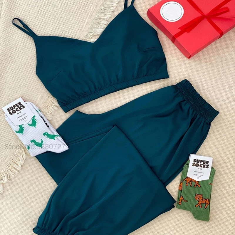 Pyjama Ensemble Satin Femme Crop Et Pantalon(Pyjama Ensemble Satin Femme) 10 Pyjama Ensemble Satin Femme Crop Et Pantalon(Pyjama Ensemble Satin Femme) – Image 10