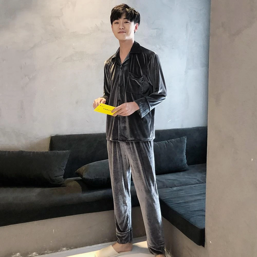 Pyjama Couple En Velours à Manches Longues(Pyjama De Couple En Velours) 3 Pyjama Couple En Velours à Manches Longues(Pyjama De Couple En Velours) – Image 3