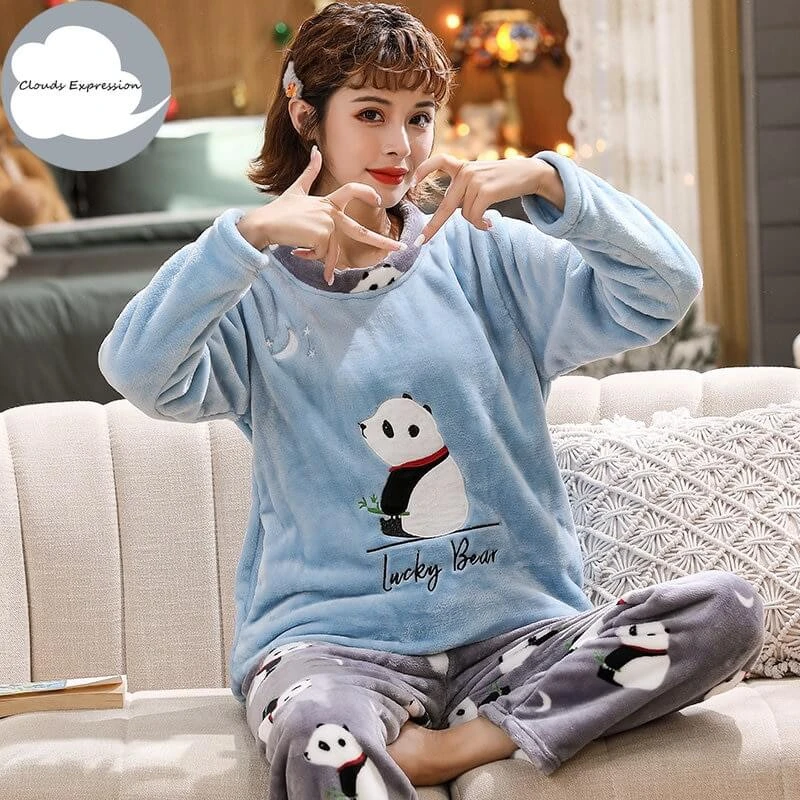Pyjama Pilou Pilou Femme OURS GRIS & BLEU(Pyjama Pilou Pilou Femme Ours Gris Bleu) 3 Pyjama Pilou Pilou Femme OURS GRIS & BLEU(Pyjama Pilou Pilou Femme Ours Gris Bleu) – Image 3