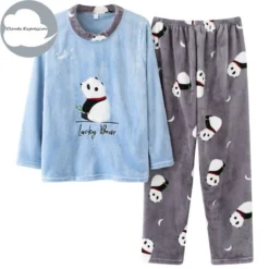 Pyjama Pilou Pilou Femme OURS GRIS & BLEU(Pyjama Pilou Pilou Femme Ours Gris Bleu) 9 Pyjama Pilou Pilou Femme OURS GRIS & BLEU(Pyjama Pilou Pilou Femme Ours Gris Bleu) -Boutique De Pyjamas Pyjama PJ en flanelle pour femmes v tements de nuit pour filles ensemble de pyjama imprim 4 1