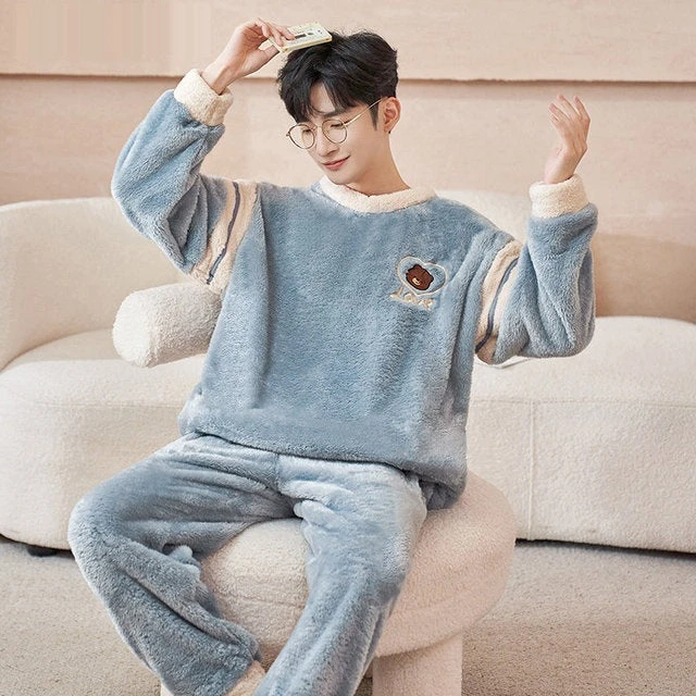 Pyjama Couple Hiver En Pilou Bleu Et Rose(Pyjama Couple Hiver) 2 Pyjama Couple Hiver En Pilou Bleu Et Rose(Pyjama Couple Hiver) – Image 2