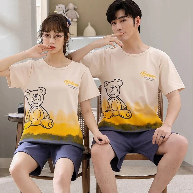 Pyjama Couple Mignon Imprimé 2 Pièces T-Shirt Et Short(Pyjama Couple Mignon) 1 Pyjama Couple Mignon Imprimé 2 Pièces T-Shirt Et Short(Pyjama Couple Mignon)