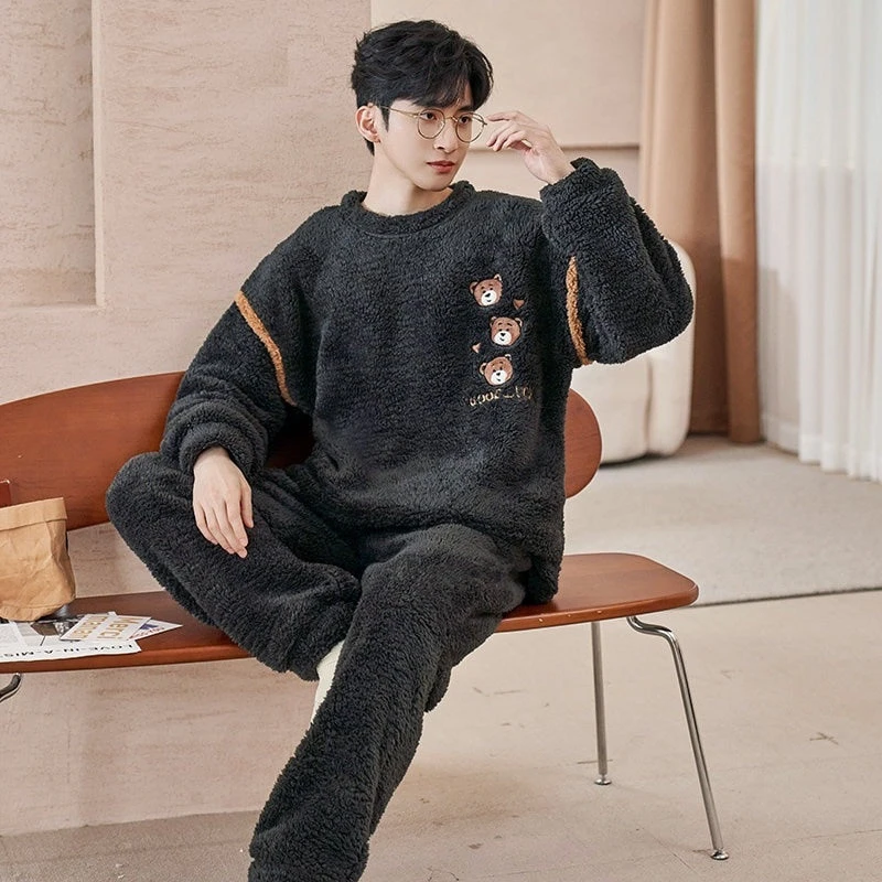 Pyjama Pilou Couple Manches Longues Avec Motif Ours(Pyjama Pilou Couple) 2 Pyjama Pilou Couple Manches Longues Avec Motif Ours(Pyjama Pilou Couple) – Image 2