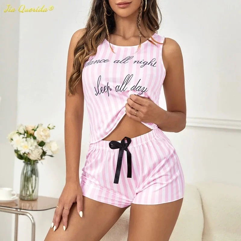 Ensemble Pyjama Sexy Rayé En Soie(Ensemble Pyjama Sexy Raye) 2 Ensemble Pyjama Sexy Rayé En Soie(Ensemble Pyjama Sexy Raye) – Image 2