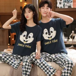 Pyjama Couple Drôle à Motifs T-Shirt Et Pantalon(Pyjama Couple Drole)