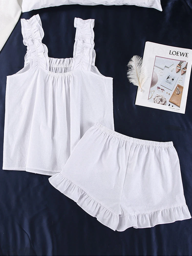 Pyjama Blanc Femme Sexy Froncé(Pyjama Blanc Femme Sexy) 10 Pyjama Blanc Femme Sexy Froncé(Pyjama Blanc Femme Sexy) – Image 10