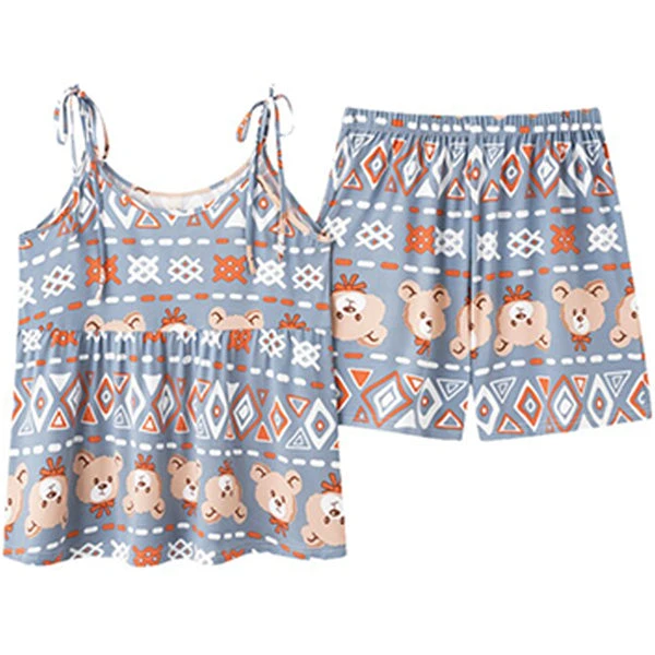 Pyjama Été Soie Glacée Imprimé Ourson Peluche(Pyjama Ete Soie Glace) 2 Pyjama Été Soie Glacée Imprimé Ourson Peluche(Pyjama Ete Soie Glace) – Image 2