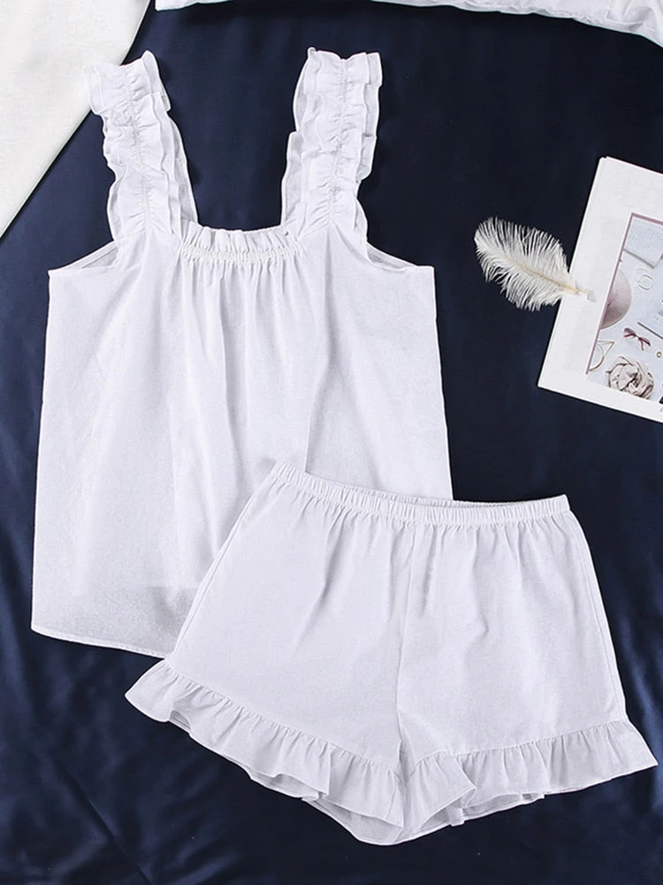 Pyjama Blanc Femme Sexy Froncé(Pyjama Blanc Femme Sexy) 4 Pyjama Blanc Femme Sexy Froncé(Pyjama Blanc Femme Sexy) – Image 4