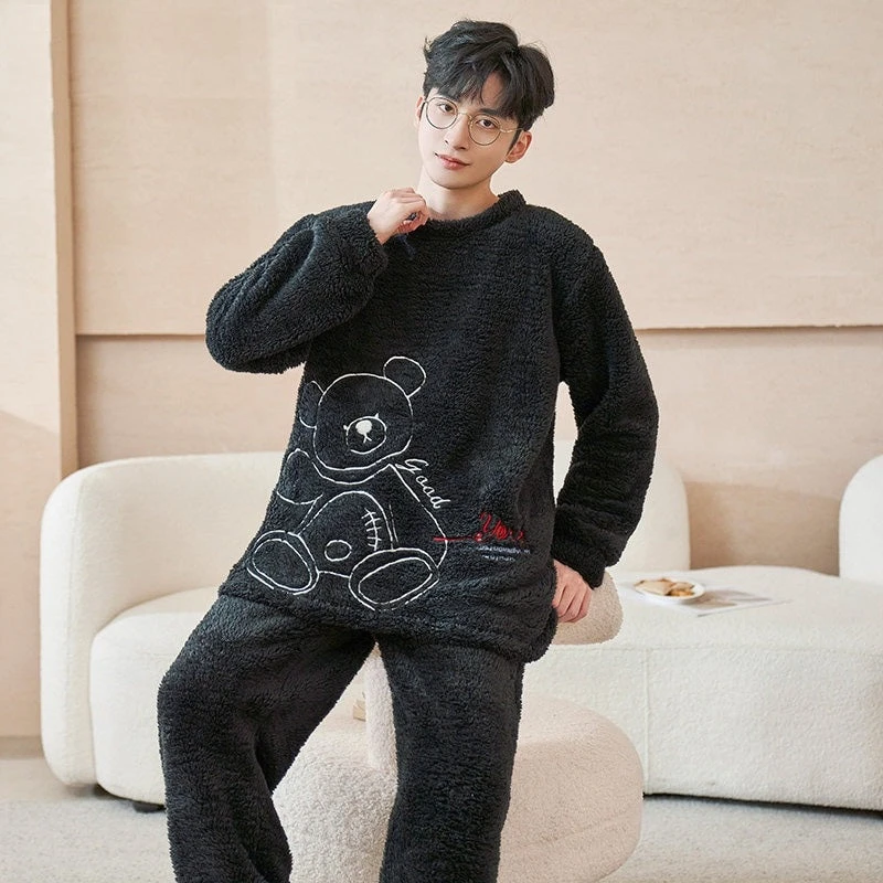 Pyjama Peluche Pour Couple à Manches Longues Avec Motif Ourson(Pyjama Peluche Pour Couple A Manches Longues Avec Motif Ourson) 2 Pyjama Peluche Pour Couple à Manches Longues Avec Motif Ourson(Pyjama Peluche Pour Couple A Manches Longues Avec Motif Ourson) – Image 2