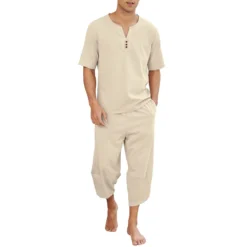 Pyjama Homme Décontracté 2 Pièces En Lin Pour L'Été(Pyjama Homme Decontracte) -Boutique De Pyjamas U20d3a0a88c6f4b12b89aeccdac10e5d5g