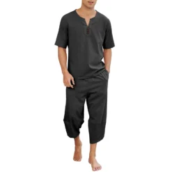 Pyjama Homme Décontracté 2 Pièces En Lin Pour L'Été(Pyjama Homme Decontracte) -Boutique De Pyjamas U350ef7714111431189b6b72b0e538669L