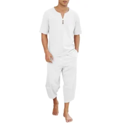 Pyjama Homme Décontracté 2 Pièces En Lin Pour L'Été(Pyjama Homme Decontracte) -Boutique De Pyjamas Uc2b2eba11040418197ef65def23e65e6I