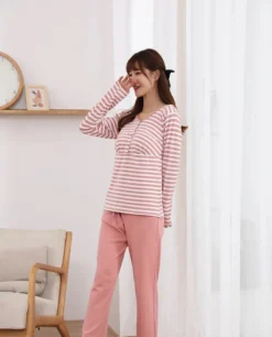 Pyjama Grossesse Coton Rayé Manche Longue(Pyjama Grossesse Coton)