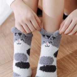 Chaussette Pilou Pilou TÊTE CHAT GRIS(Chaussette Pilou Pilou Chat Gris) 7 Chaussette Pilou Pilou TÊTE CHAT GRIS(Chaussette Pilou Pilou Chat Gris) -Boutique De Pyjamas chaussette chat femme pilou pilou 1