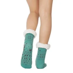 Chaussette Pilou PilouRENNE VERT(Chaussette Pilou Pilou Renne Vert) -Boutique De Pyjamas chaussette pilou pilou hiver verte semelle 800x800 1