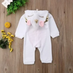 Combinaison Licorne Bébé Blanche ALICIA(Combinaison Licorne Bebe Blanche) -Boutique De Pyjamas combinaison licorne bebe blanche alicia capuche