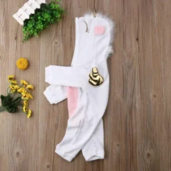 Combinaison Licorne Bébé Blanche ALICIA(Combinaison Licorne Bebe Blanche) -Boutique De Pyjamas combinaison licorne bebe blanche alicia profil