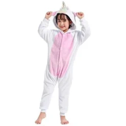 Pyjama Licorne Fille BLANC & ROSE(Pyjama Licorne Fille Blanc Rose)