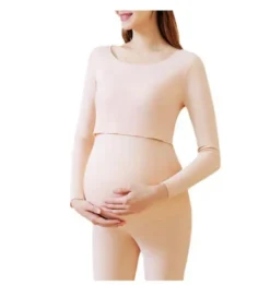 Ensemble Pyjama Grossesse En Coton Manches Longues(Ensemble Pyjama Grossesse En Coton) -Boutique De Pyjamas kaki