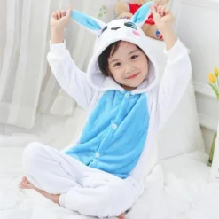 Pyjama Animaux Enfant LAPIN BLEU & BLANC(Pyjama Animaux Enfant Lapin Bleu Blanc)